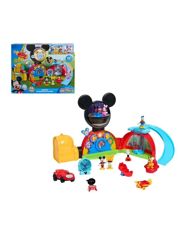 Disney Junior Mickey Mouse Clubhouse Deluxe 28-inch Playset with Lights and Sounds, 16-pieces, Ages 3+