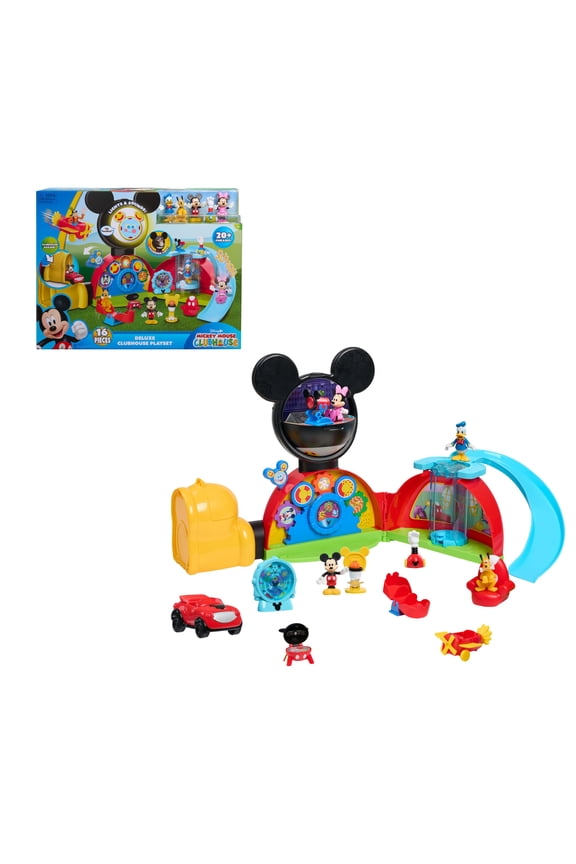 Disney Junior Mickey Mouse Clubhouse Deluxe 28-inch Playset with Lights and Sounds, 16-pieces, Ages 3+