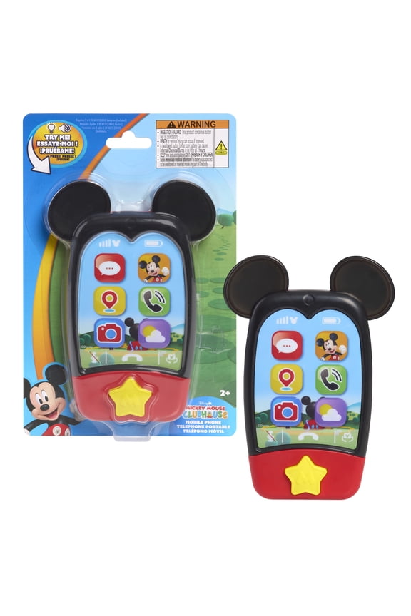 Disney Jr. Mickey Mouse Clubhouse 6-inch Mobile Phone, Interactive Toy Phone for Kids Ages 3 and up