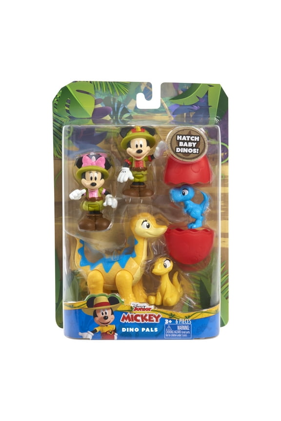 Disney Junior Mickey Mouse Funhouse Dino Pals 7-piece Figure Set, Dinosaur, Kids Toys for Ages 3 up