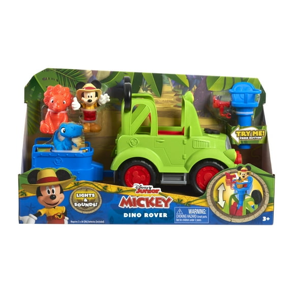 Disney Junior Mickey Mouse Funhouse Dino Rover 6-piece Play Figures and Vehicle Playset, Kids Toys for Ages 3 up
