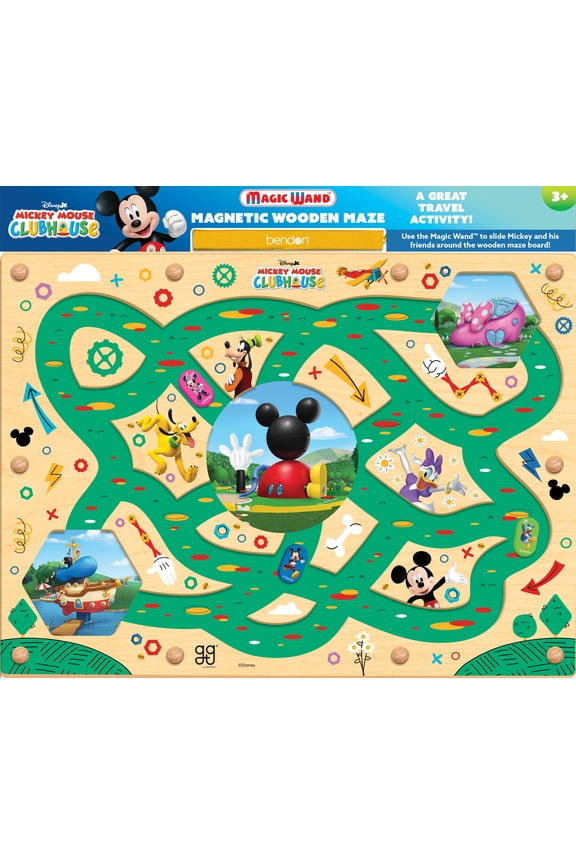 Disney Junior Mickey Mouse Funhouse Magnetic Wooden Toy Maze Pre-School Play Set, for Child Ages 3+