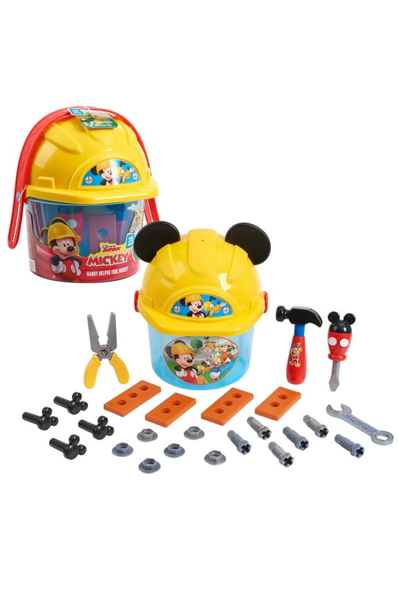 Disney Junior Mickey Mouse Handy Helper Tool Bucket, 25-pieces, Kids Toys for Ages 3 up