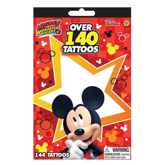 Disney Junior Mickey Mouse and the Roadster Racers Over 140 Temporary Tattoos Booklets - Easy to Apply and Remove, Smudge Proof, Cute Assorted Designs - Party Favors and Handouts 1pc