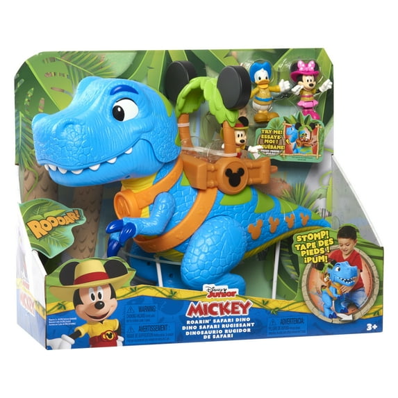 Disney Junior Mickey Mouse Roarin' Safari Dino, 4-piece Figures and Playset, Dinosaur, Multi-color, Kids Toys for Ages 3 up