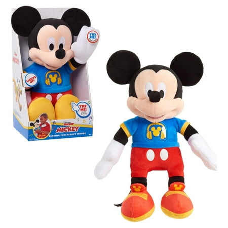Disney Junior Mickey Mouse Singing Fun Mickey Mouse, 12-inch Plush Stuffed Animal, Officially Licensed Kids Toys for Ages 3 Up, Gifts and Presents
