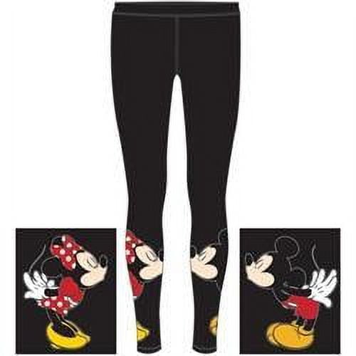 Disney Junior Mickey and Minnie Mouse Kissing Leggings Stretch Black Women