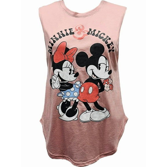 Disney Minnie & Mickey Flowers Junior Scoop Neck Tank, S-XL (Women's)