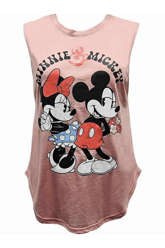 Minnie & Mickey Flowers Junior Scoop Neck Tank, S-XL (Women's)