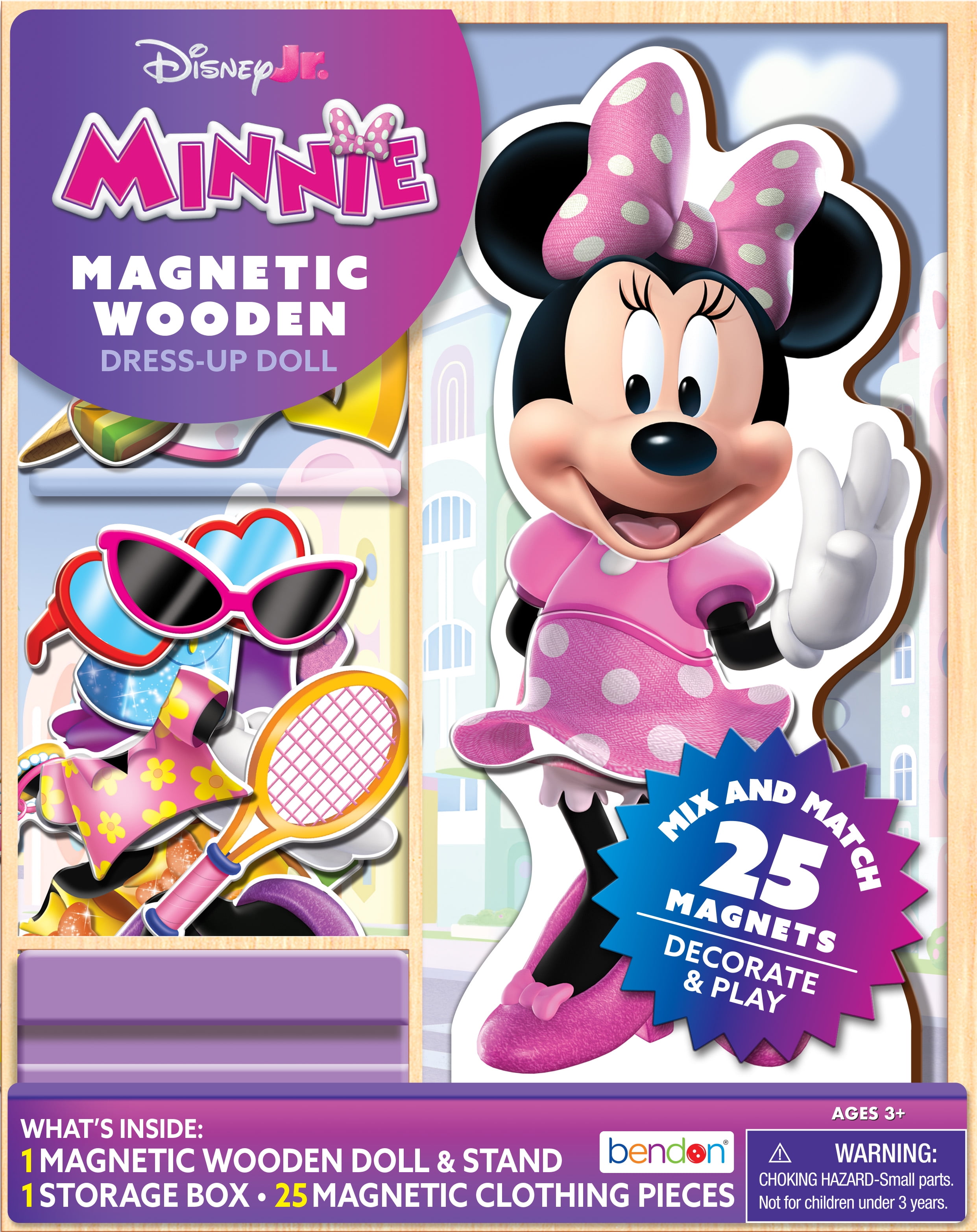 Disney Junior Minnie Mouse 25- Piece Magnetic Wooden Doll Dress up Pre-School Play Set