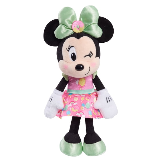 Disney Junior Minnie Mouse 8-inch Small Sweets Minnie Mouse Beanbag Plush, Minnie Mouse In Pink Sweet Treats Dress, Stuffed Animal, Kids Toys for Ages 2 up