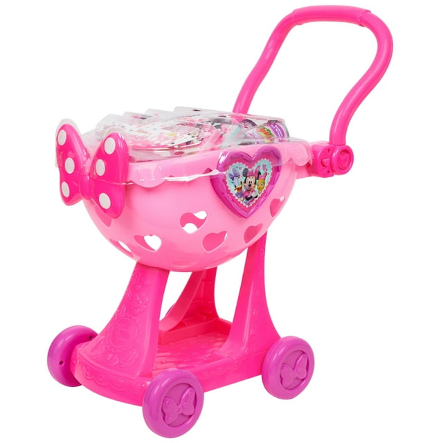 Disney Junior Minnie Mouse Bowtique Shopping Cart, Dress Up and Pretend Play, Kids Toys for Ages 3 up