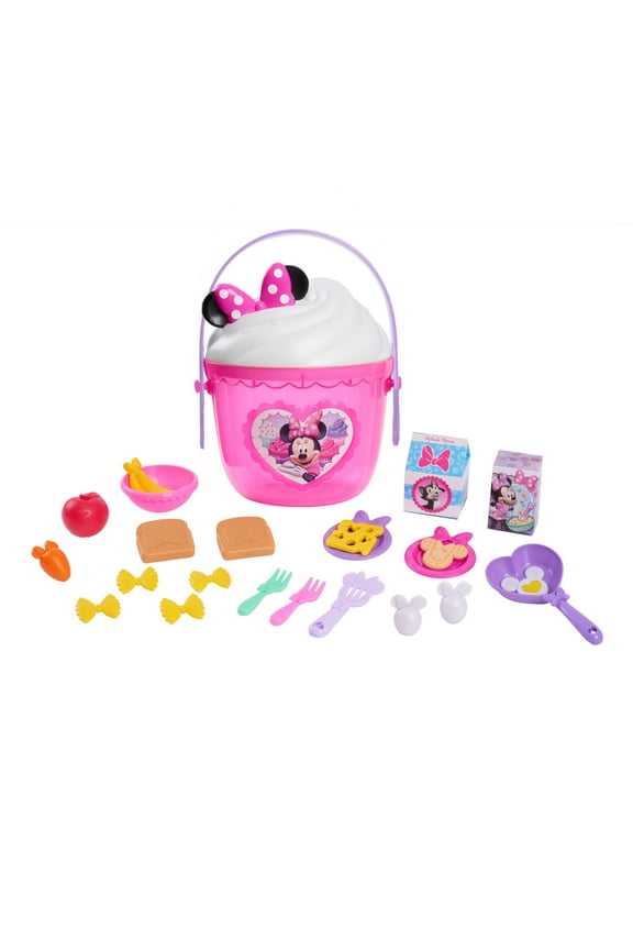 Disney Junior Minnie Mouse Fab Food Bucket, 25-Pieces, Pretend Kitchen Playset Baby and Toddler Toys
