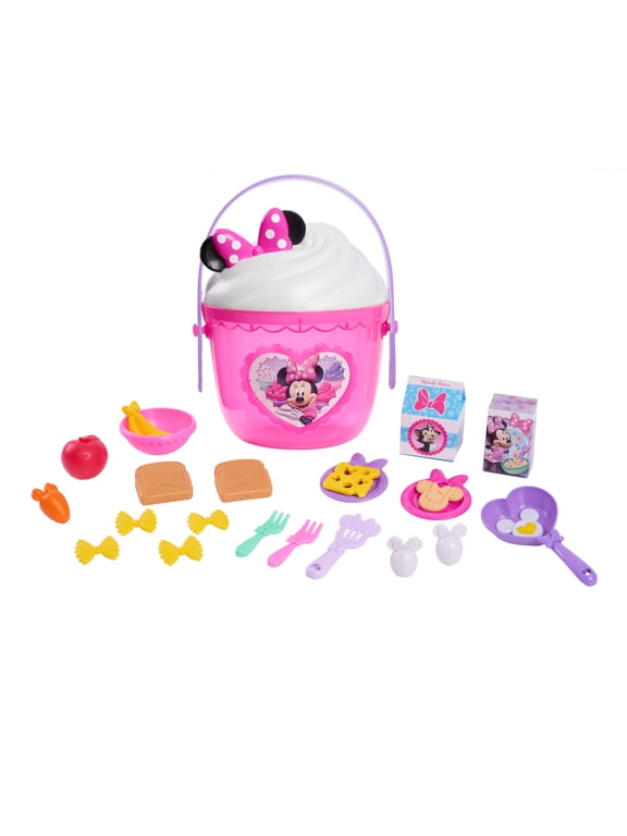 Disney Junior Minnie Mouse Fab Food Bucket, 25-Pieces, Pretend Kitchen Playset Baby and Toddler Toys