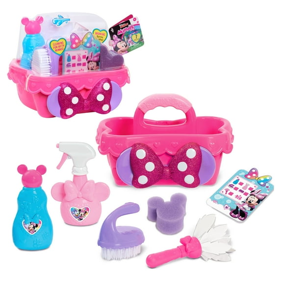 Disney Junior Minnie Mouse Sparkle N’ Clean Caddy, Dress Up and Pretend Play, Officially Licensed Kids Toys for Ages 3 Up, Gifts and Presents