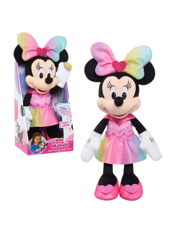 Disney Junior Minnie Mouse Sparkle and Sing Minnie Mouse, 13 inch Feature Plush