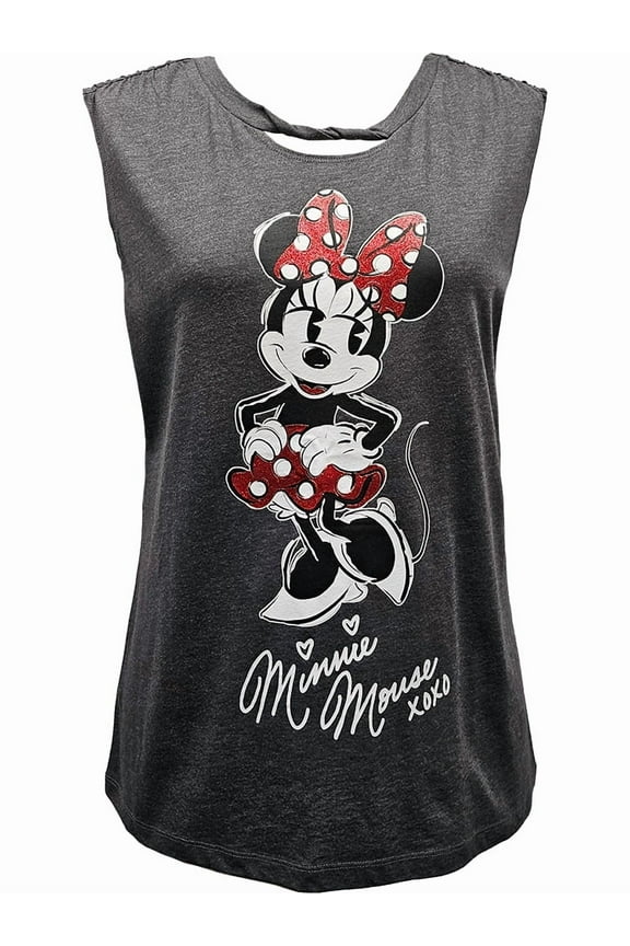 Minnie Junior Ladies Twisted Neck Gray Tank, S-XL