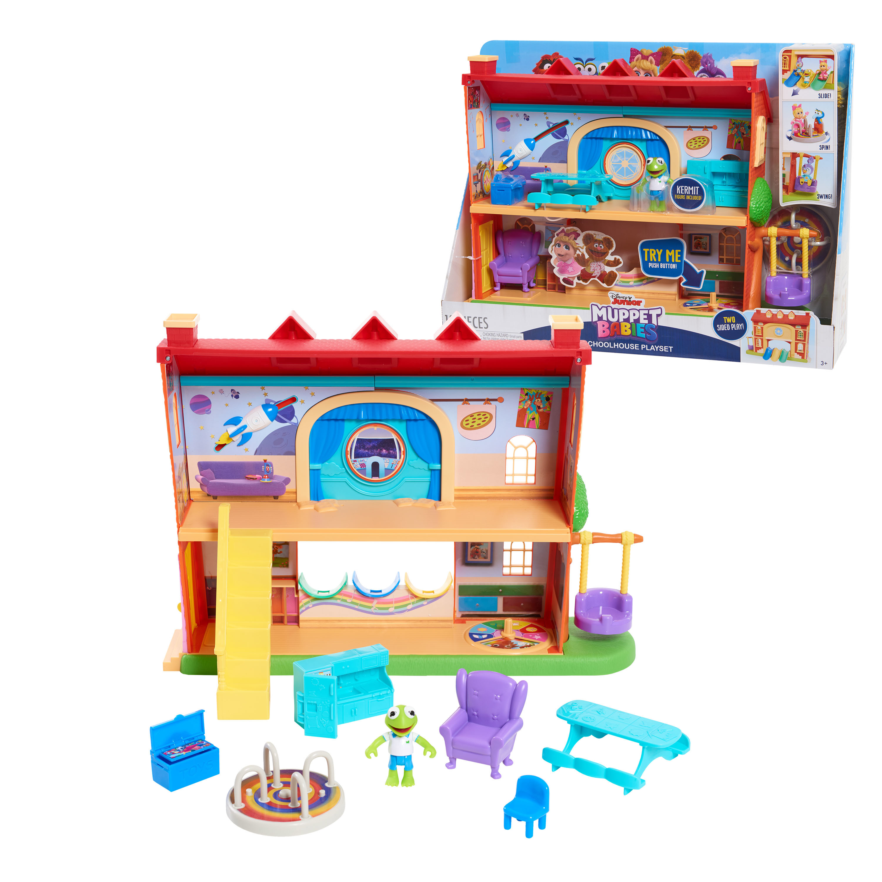 Disney Junior Muppets Babies School House Playset, Includes Articulated Kermit the Frog Figure and Accessories, Officially Licensed Kids Toys for Ages 3 Up, Gifts and Presents - image 1 of 3