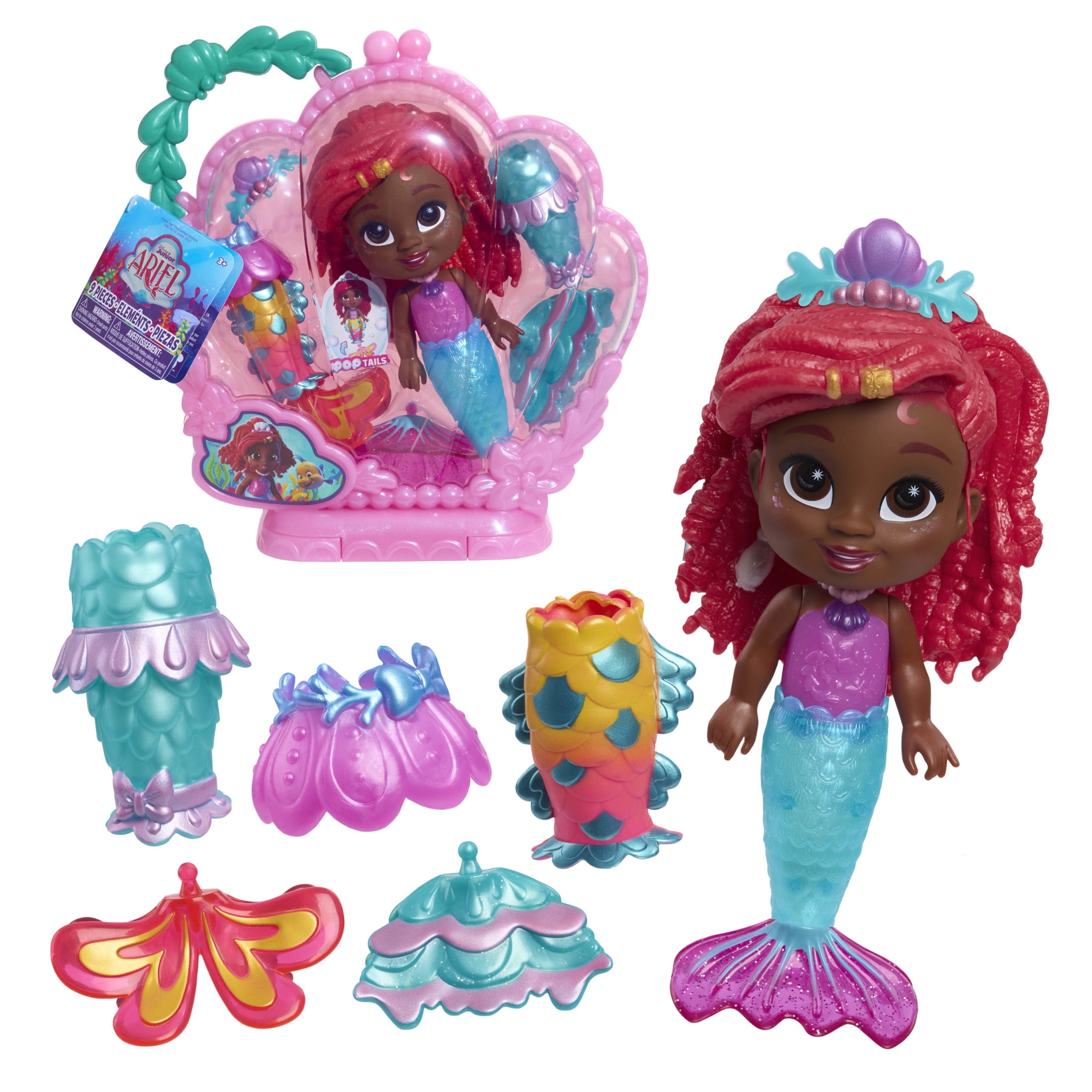 Disney Junior Pop Tails Ariel 7-inch Doll and Accessories, 9