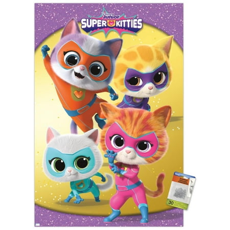 Disney Junior Super Kitties - Group Wall Poster with Pushpins, 22.375" x 34"