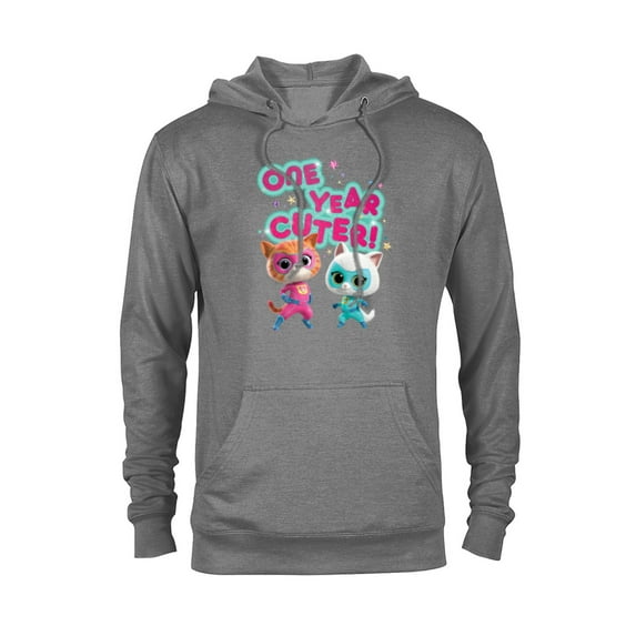 Disney Junior SuperKitties Birthday Kitties One Year Cuter - Pullover Hoodie for Adults - Customized-Athletic Heather