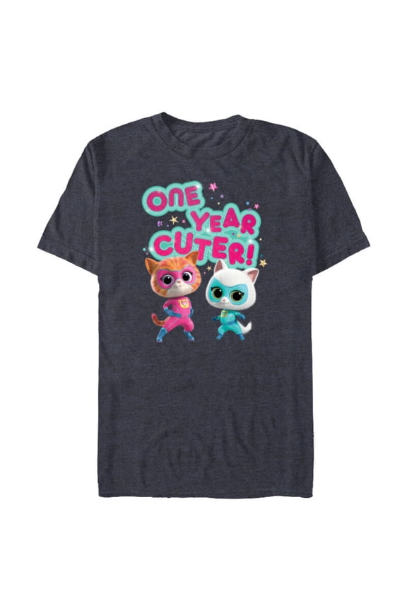 Junior SuperKitties Birthday Kitties One Year Cuter - Short Sleeve Blended T-Shirt for Adults - Customized-Navy Heather
