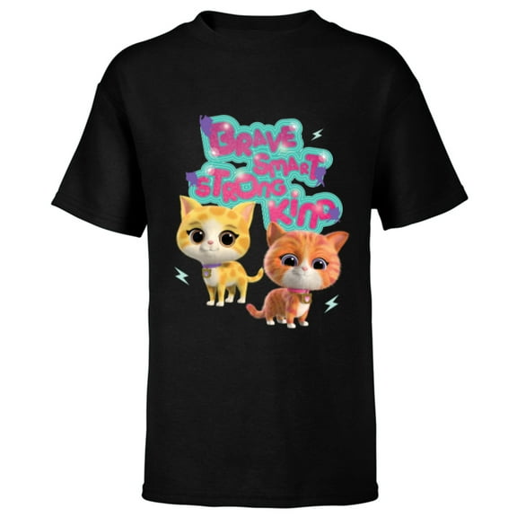 Disney Junior SuperKitties Brave Smart Strong Kind - Short Sleeve T-Shirt for Kids - Customized-Black