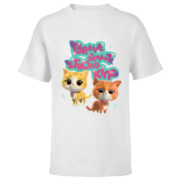 Disney Junior SuperKitties Brave Smart Strong Kind - Short Sleeve T-Shirt for Kids - Customized-White