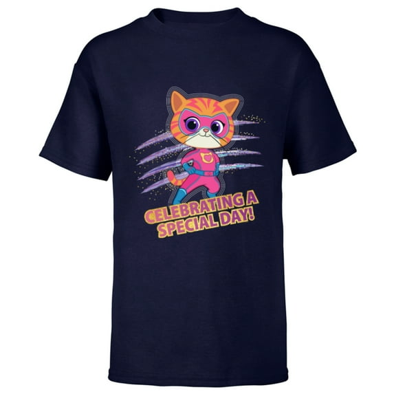 Disney Junior SuperKitties Celebrating Special Day Birthday - Short Sleeve T-Shirt for Kids - Customized-Navy