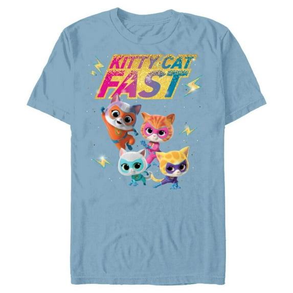 Disney Junior SuperKitties Full Team Kitty Cat Fast - Short Sleeve Blended T-Shirt for Adults - Customized-Ocean Blue