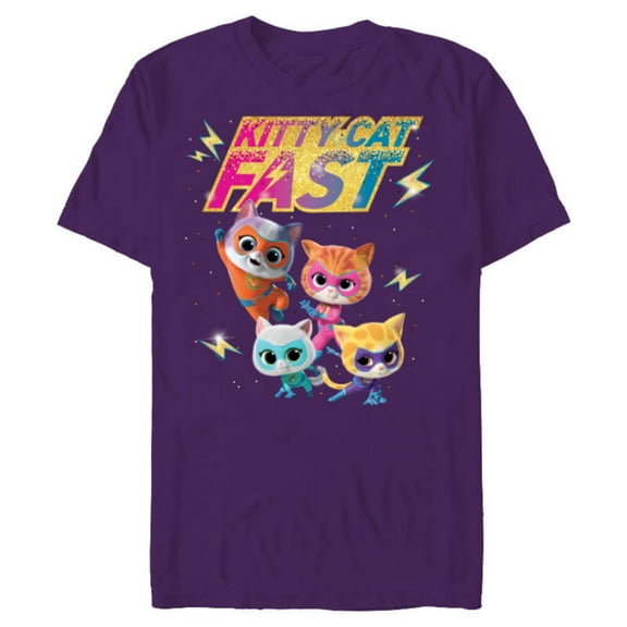 Disney Junior SuperKitties Full Team Kitty Cat Fast - Short Sleeve Blended T-Shirt for Adults - Customized-Purple
