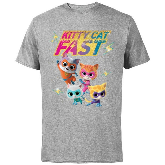 Disney Junior SuperKitties Full Team Kitty Cat Fast - Short Sleeve Cotton T-Shirt for Adults - Customized-Athletic Heather