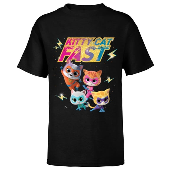 Disney Junior SuperKitties Full Team Kitty Cat Fast - Short Sleeve T-Shirt for Kids - Customized-Black