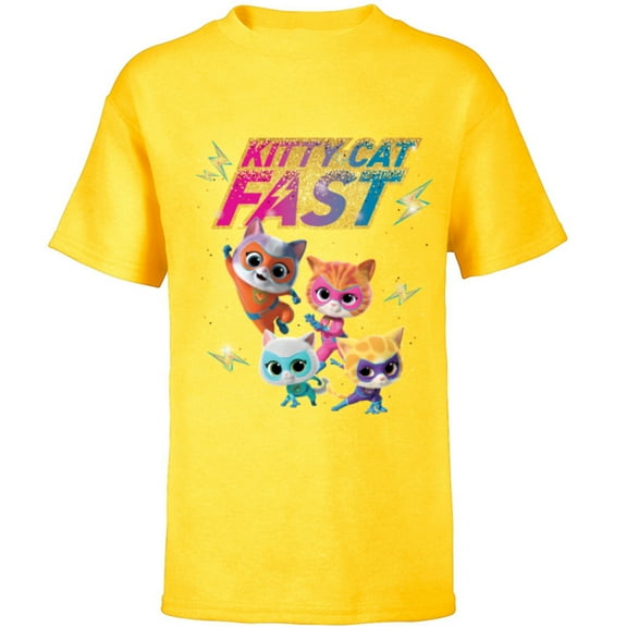 Disney Junior SuperKitties Full Team Kitty Cat Fast - Short Sleeve T-Shirt for Kids - Customized-Yellow