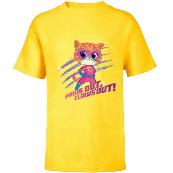 Disney Junior SuperKitties Ginny Paws Out, Claws Out! - Short Sleeve T-Shirt for Kids - Customized-Yellow