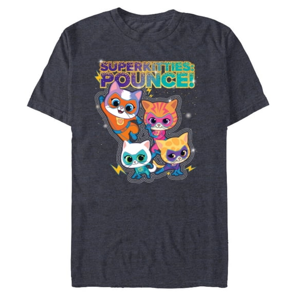 Disney Junior SuperKitties Pounce! Full Team - Short Sleeve Blended T-Shirt for Adults - Customized-Navy Heather