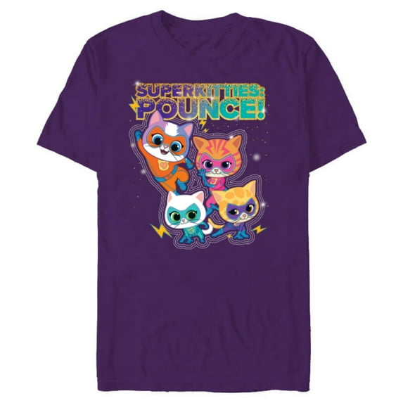 Disney Junior SuperKitties Pounce! Full Team - Short Sleeve Blended T-Shirt for Adults - Customized-Purple
