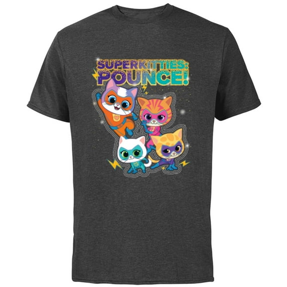 Disney Junior SuperKitties Pounce! Full Team - Short Sleeve Cotton T-Shirt for Adults - Customized-Charcoal