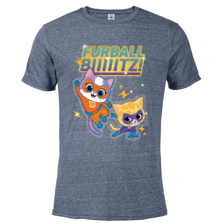 Disney Junior SuperKitties Sparks and Buddy Furball Blitz Short Sleeve Blended T Shirt for Adults Customized Denim Snow Heather