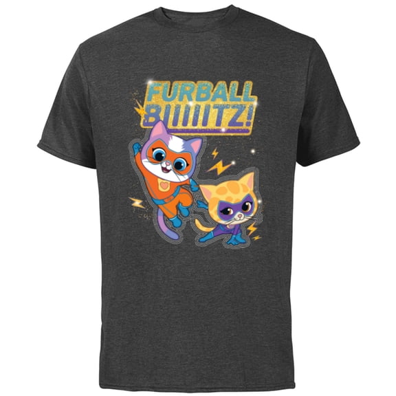 Disney Junior SuperKitties Sparks and Buddy Furball Blitz! - Short Sleeve Cotton T-Shirt for Adults - Customized-Charcoal