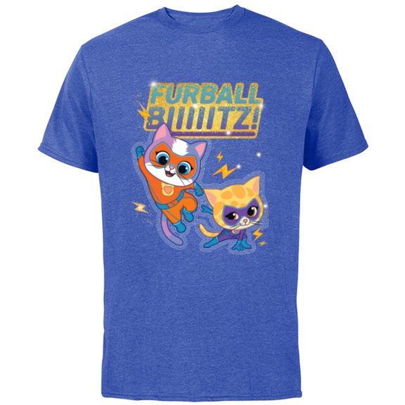 Disney Junior SuperKitties Sparks and Buddy Furball Blitz! - Short Sleeve Cotton T-Shirt for Adults - Customized-Royal Heather