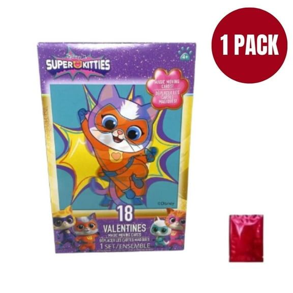Disney Junior SuperKitties Valentines Day Magic Moving Cards for Kids, Classroom Exchange Cards, Colorful Interactive Designs, 18 Count, Ages 4 and Up Bonus LaPrima Morceau Bonbon
