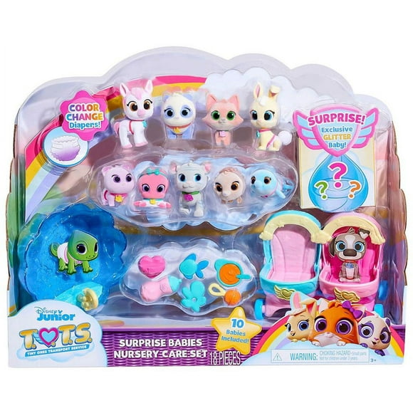 Disney Junior T.O.T.S. Tiny Ones Transport Service Surprise Babies Nursery Care Set Figure 10-Pack (Exclusive Glitter Baby)