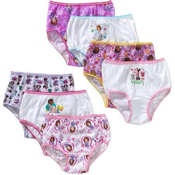 Disney Junior Toddler Girl Sofia the First, Doc McStuffins, Minnie Mouse Briefs Underwear, 7-Pack, Sizes 2T-4T