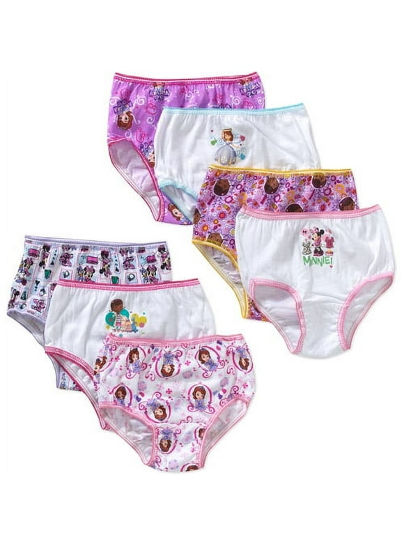 Disney Junior Toddler Girl Sofia the First, Doc McStuffins, Minnie Mouse Briefs Underwear, 7-Pack, Sizes 2T-4T