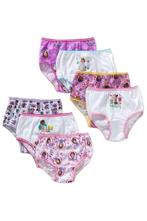Toddler Girl Sofia the First, Doc McStuffins, Minnie Mouse Briefs Underwear, 7-Pack, Sizes 2T-4T