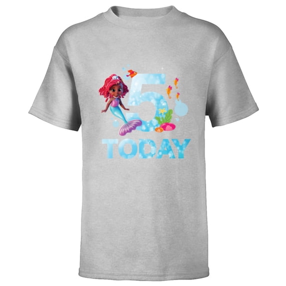 Disney Junior’s Ariel Fifth Birthday 5 Years Old Today - Short Sleeve T-Shirt for Kids - Customized-Athletic Heather