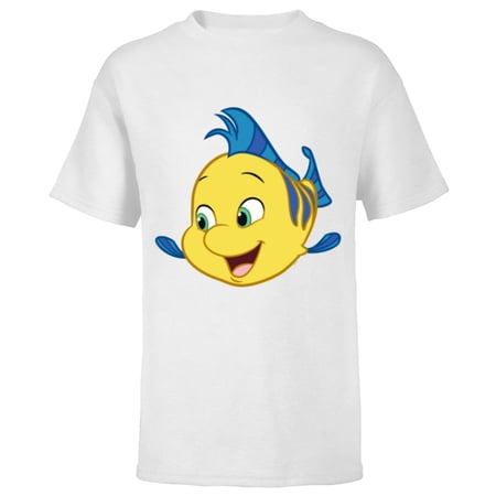 Disney Junior’s Ariel Flounder Big Image - Short Sleeve T-Shirt for Kids - Customized-White