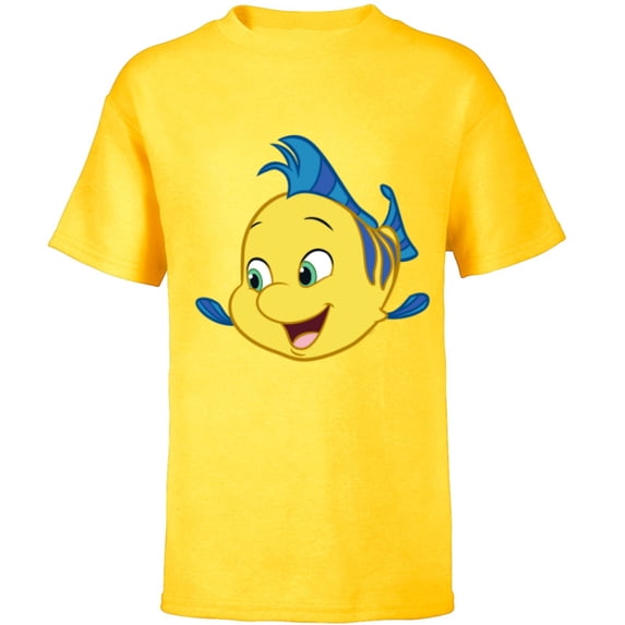 Disney Junior’s Ariel Flounder Big Image - Short Sleeve T-Shirt for Kids - Customized-Yellow