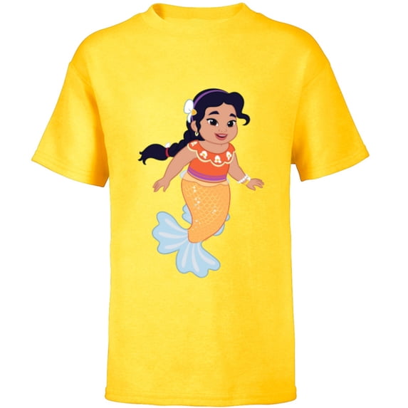 Disney Junior’s Ariel Friend Lucia Mermaid Big Image - Short Sleeve T-Shirt for Kids - Customized-Yellow